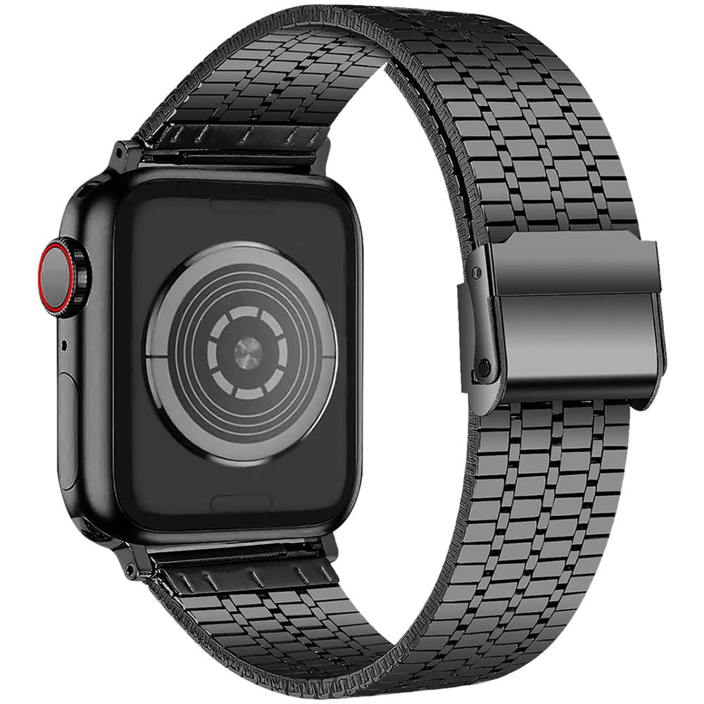 Cinturino Apple Watch 45mm / 44mm / 42mm Maglie Acciaio Inox Nero - Foto 1