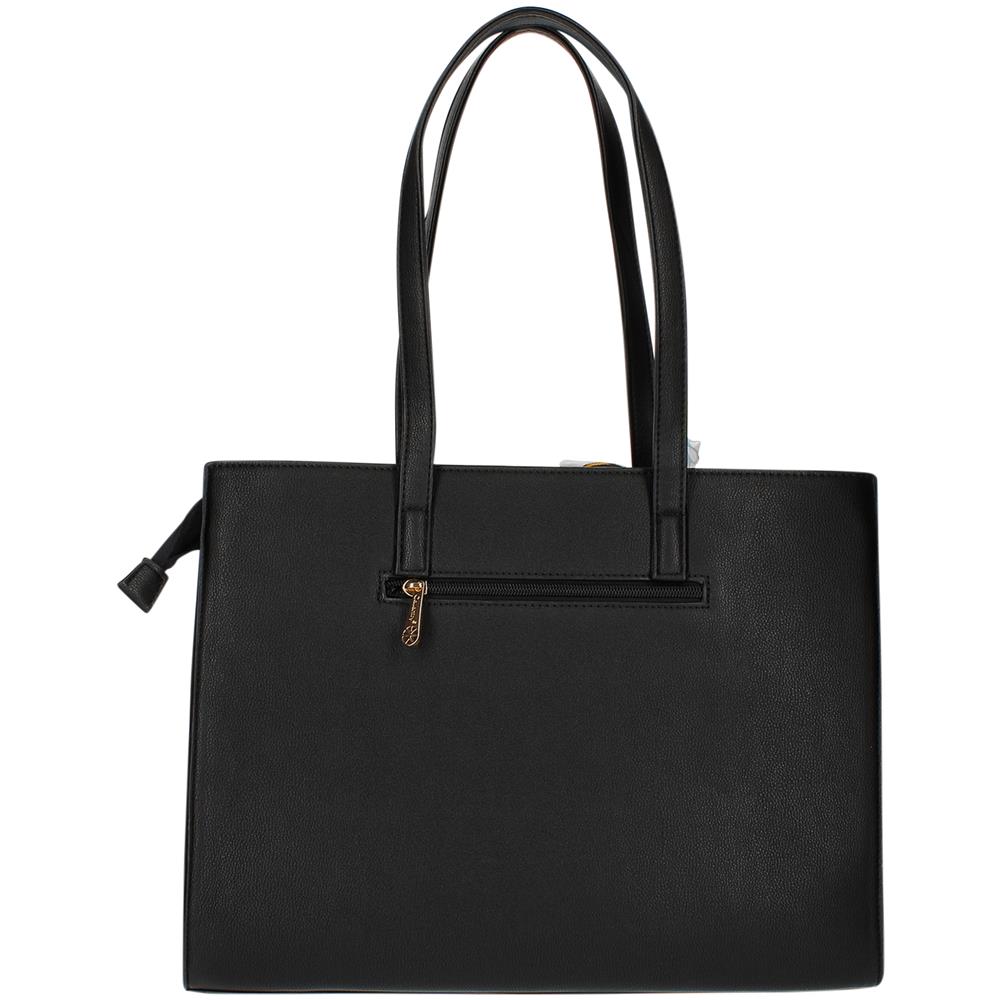 Borsa Shopper In Similpelle Con Foulard E Pompon - Paris - Nera - Foto 2