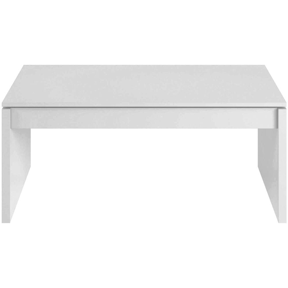 Tavolino Da Salotto Ontario, Tavolino Da Caffè Con Piano Elevabile, Tavolo Basso Da Soggiorno, 102x50h43/54 Cm, Bianco Lucido - Foto 4