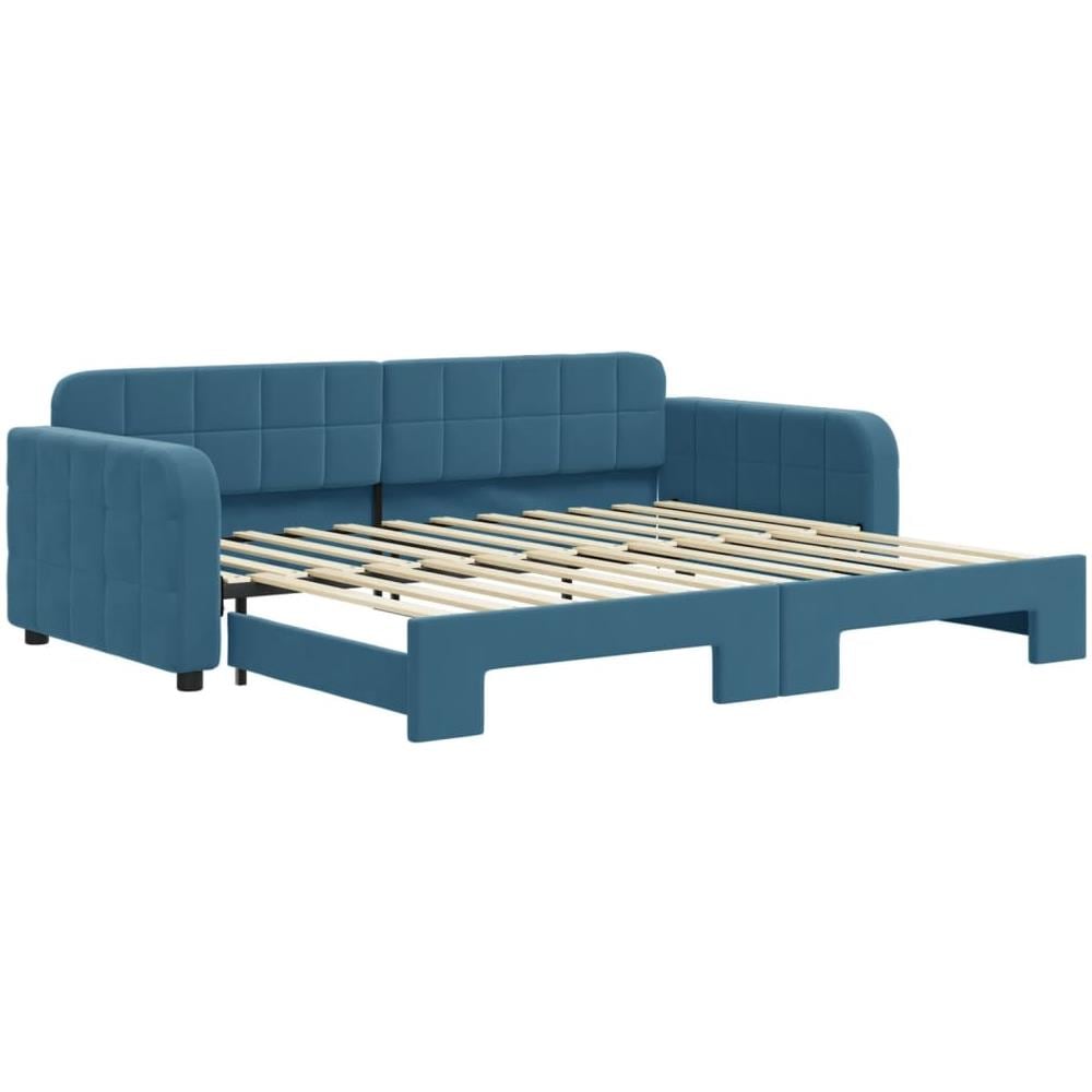 Divano Letto con Letto Estraibile Blu 90x200 cm in Velluto - Foto 2