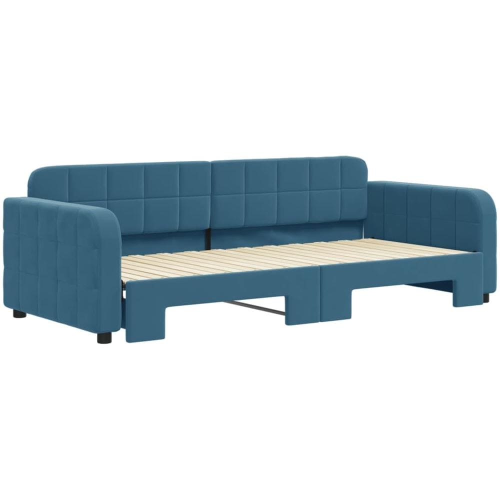 Divano Letto con Letto Estraibile Blu 90x200 cm in Velluto - Foto 3