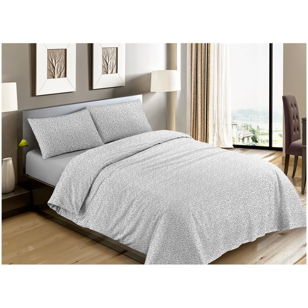 Completo Lenzuola Letto Camera In 100% Cotone Made Italy Vari Disegni Rp 2 Piazze Stefy Grigio - Foto 1