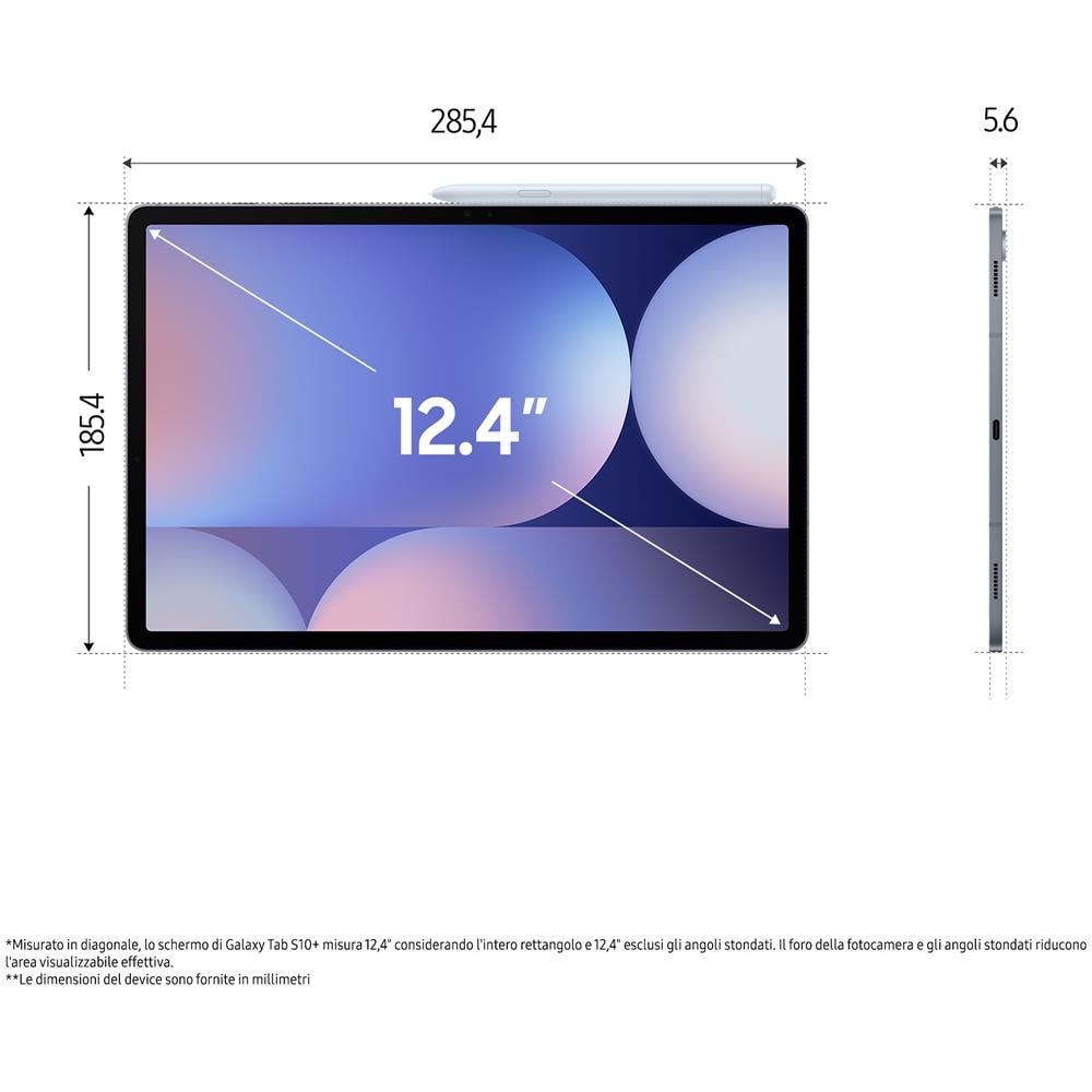 Galaxy Tab S10+ Wi-Fi 512GB 12GB Ram Display 12.4" (Wi-Fi 802.11a /b /g /n /ac /ax 2.4GHz+5GHz+6GHz) 10090 mAh Gray Italia - Foto 2