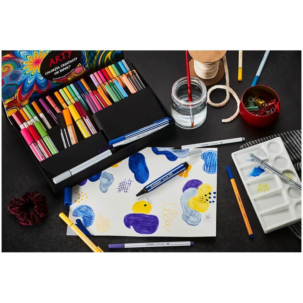 ARTY Creative Set - Set Creativo - Cofanetto con 55 Pennarelli & Fineliner - 9 Pen 68 MAX, 11 Pen 68, 11 Pen 68 brush, 12 point 88 & 12 pointMax - Foto 5