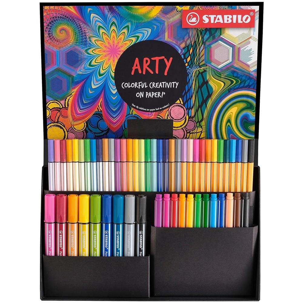ARTY Creative Set - Set Creativo - Cofanetto con 55 Pennarelli & Fineliner - 9 Pen 68 MAX, 11 Pen 68, 11 Pen 68 brush, 12 point 88 & 12 pointMax - Foto 1