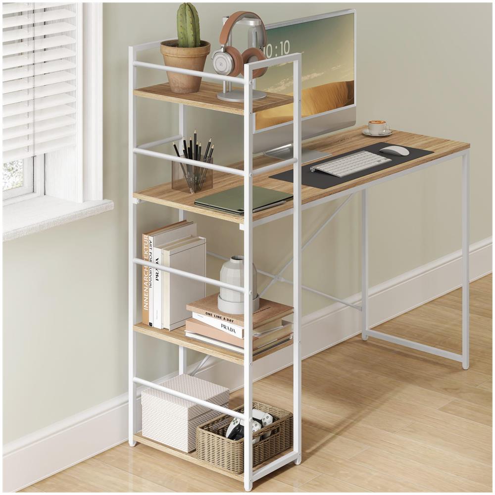 Scrivania per computer Valora MAX 4.0 - Piano in Sonoma / Gambe bianche per ufficio e casa - Foto 2