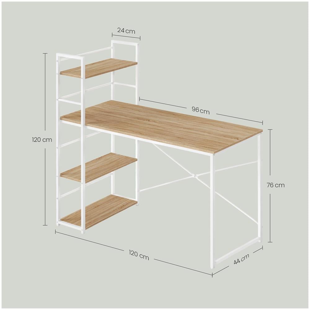 Scrivania per computer Valora MAX 4.0 - Piano in Sonoma / Gambe bianche per ufficio e casa - Foto 5