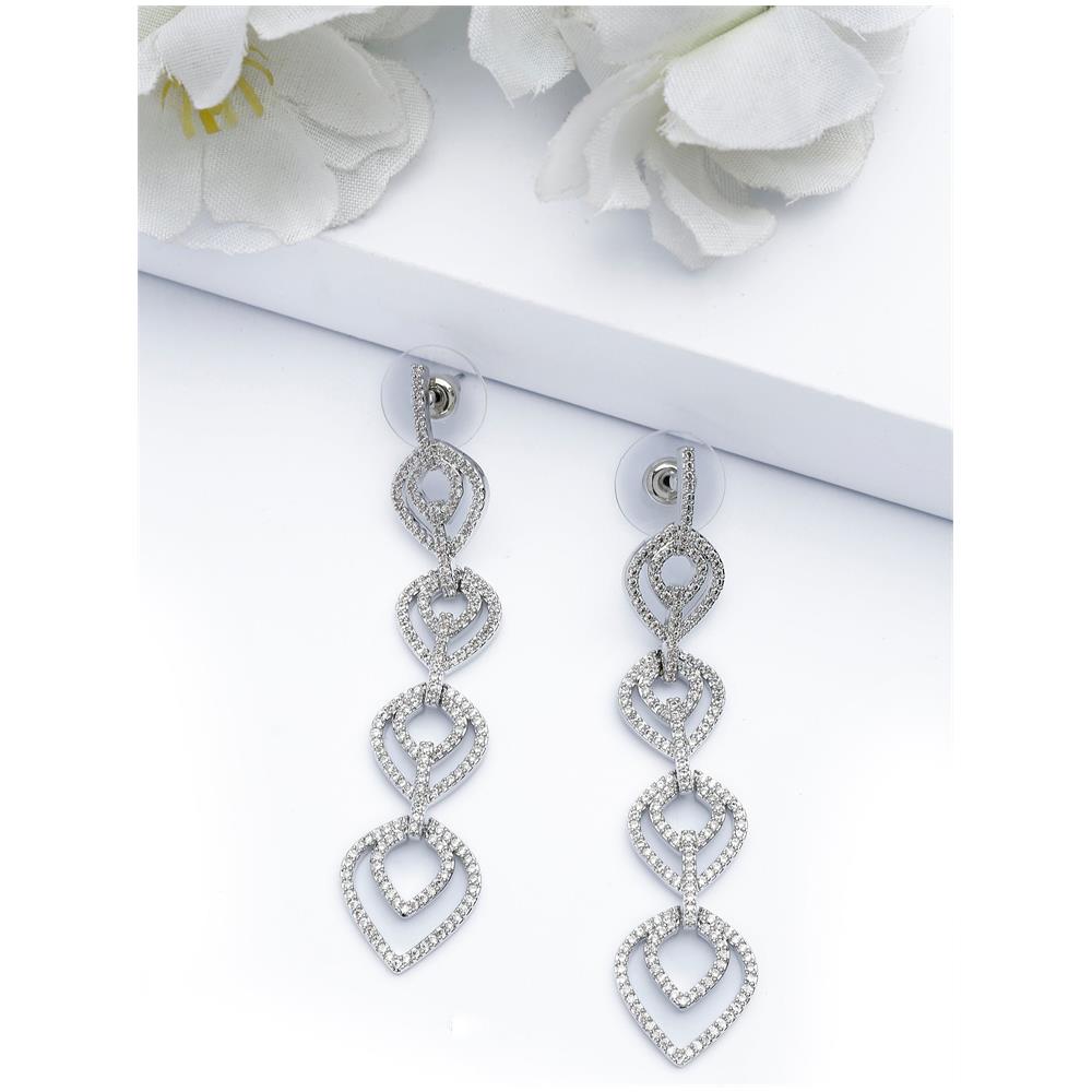 Orecchini Pendenti a Goccia Lacrima Color Argento - Foto 1