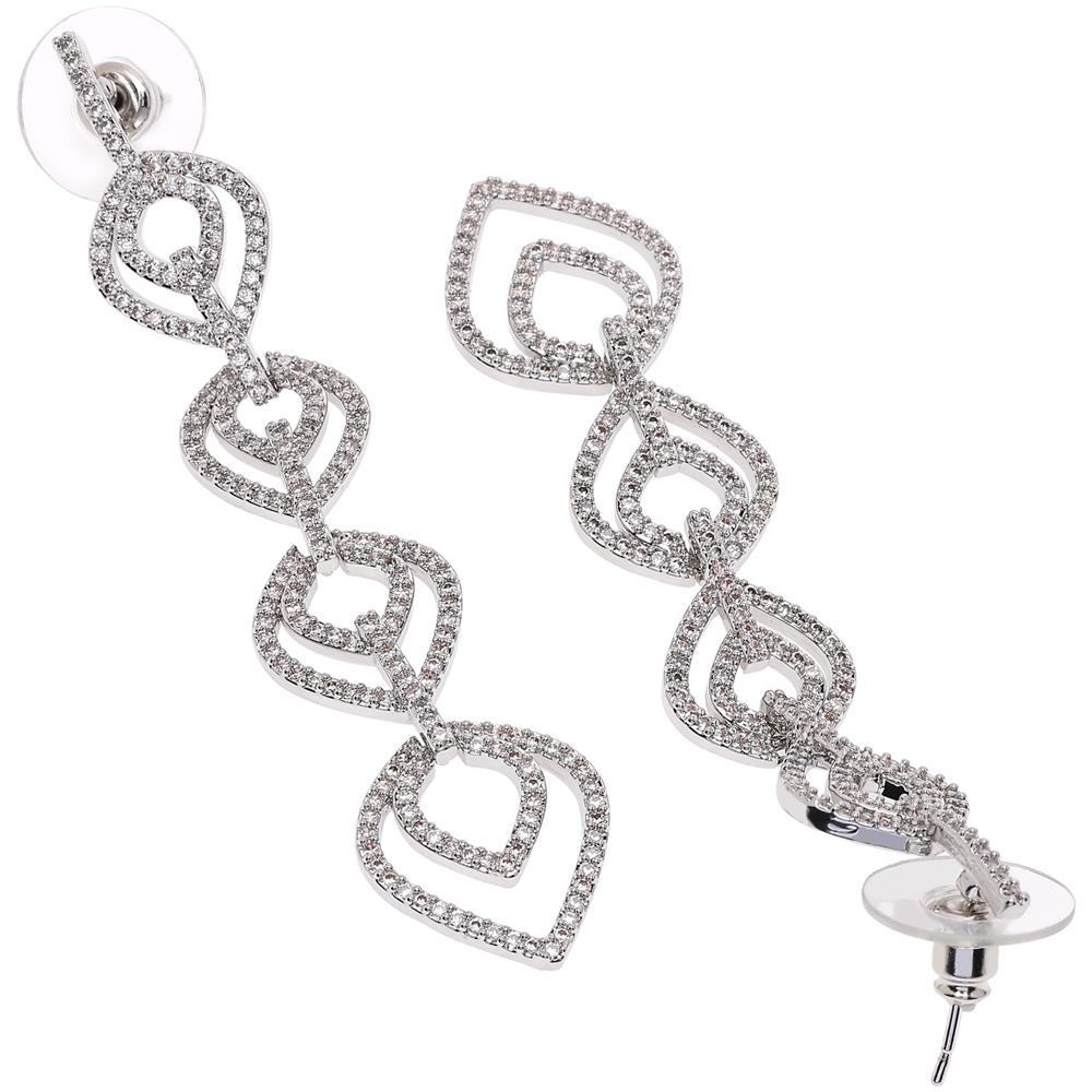 Orecchini Pendenti a Goccia Lacrima Color Argento - Foto 2