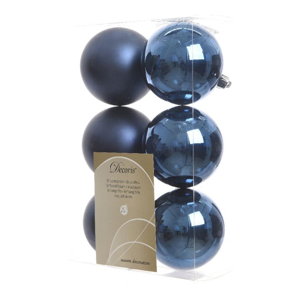 6 Palline Di Natale Blu Notte 8cm Albero Di Natale Addobbi Decorazioni - Foto 1