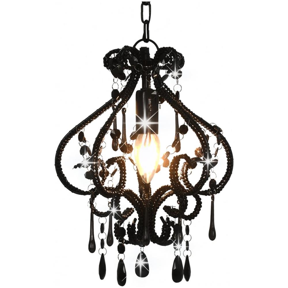 Lampadario Con Perle Nero Rotondo E14 - Foto 1