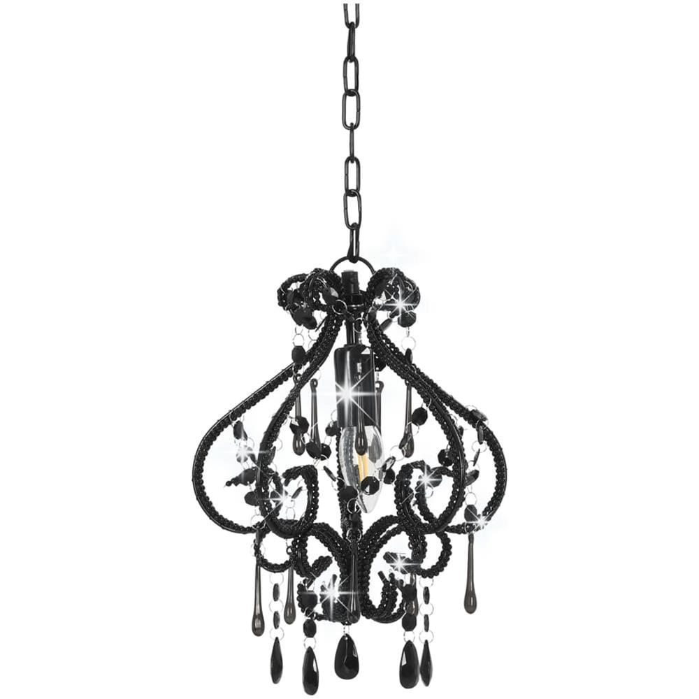 Lampadario Con Perle Nero Rotondo E14 - Foto 2