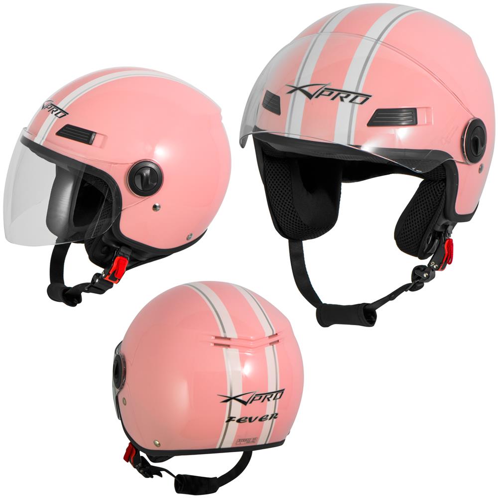 Casco Jet Scooter Moto Quad Omologato Ece 22 05 Visiera Rosa Xs - Foto 1