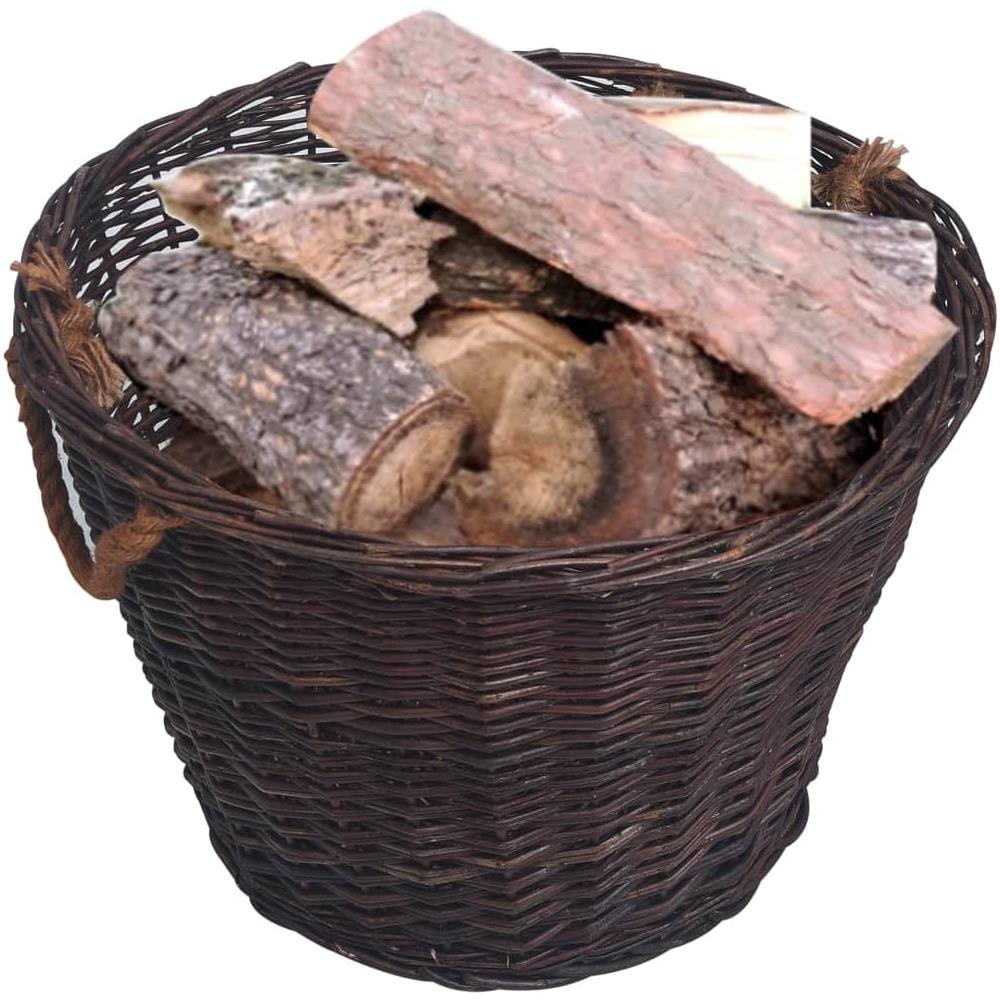 Set Cestini Portalegna Impilabili 3 Pz Marrone Scuro In Salice - Foto 2