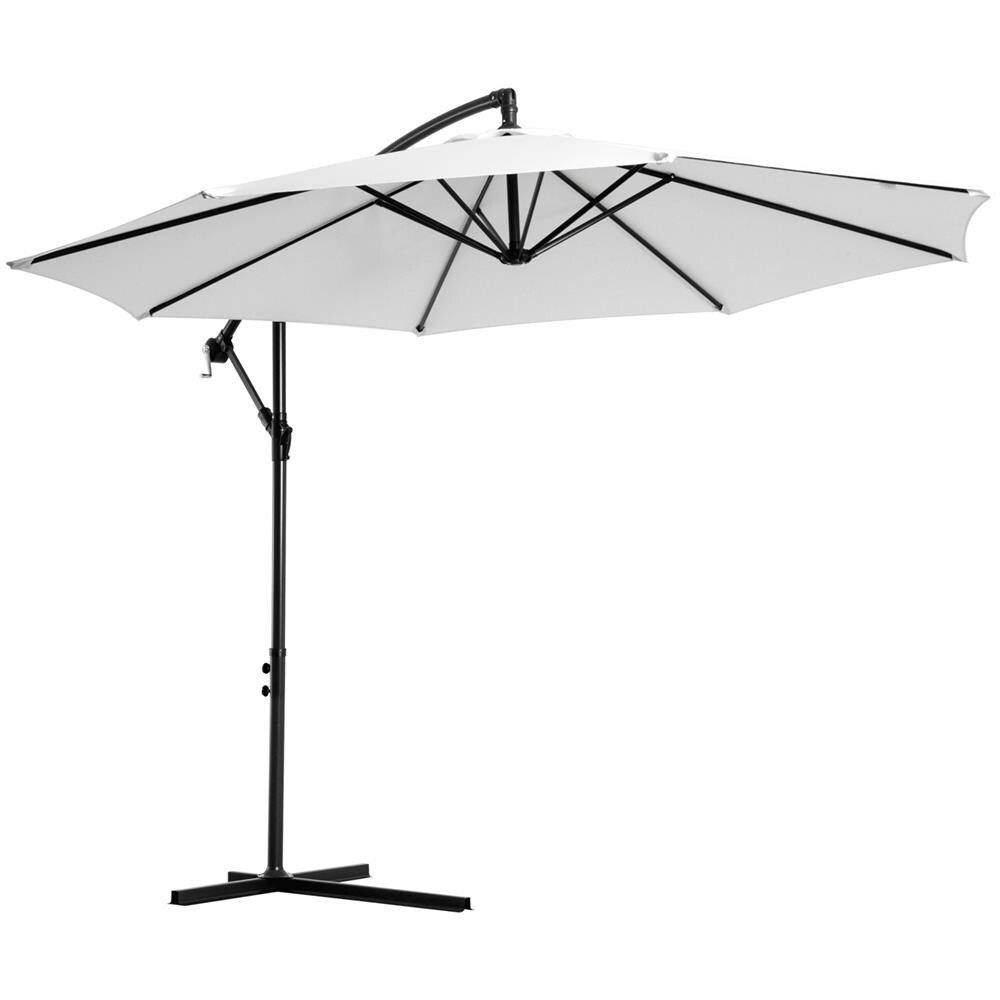 Ombrellone Da Giardino A Braccio Con Manovella, Ø3x2.5m, Bianco - Foto 1