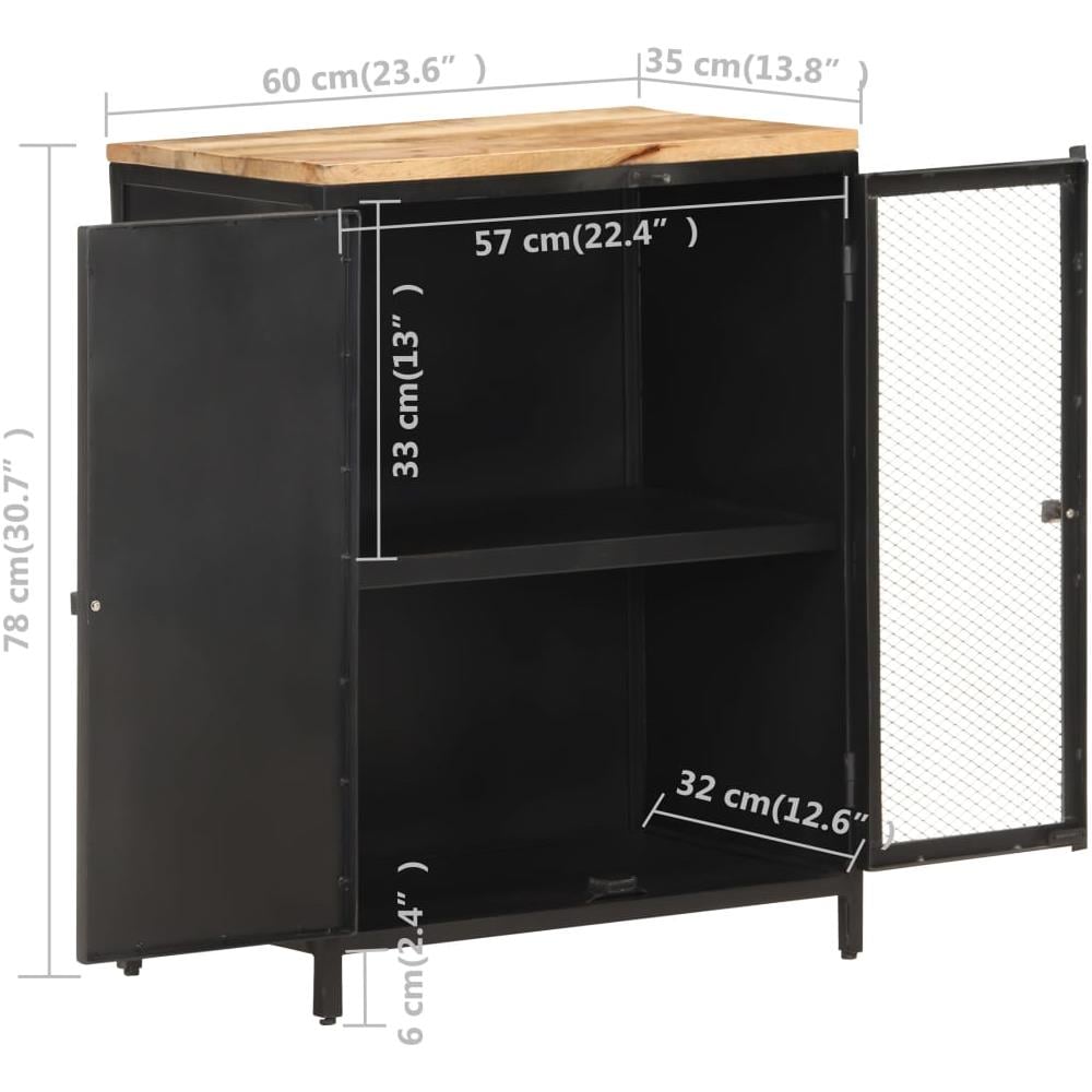 Credenza 60x35x78 Cm In Legno Massello Di Mango Grezzo - Foto 8