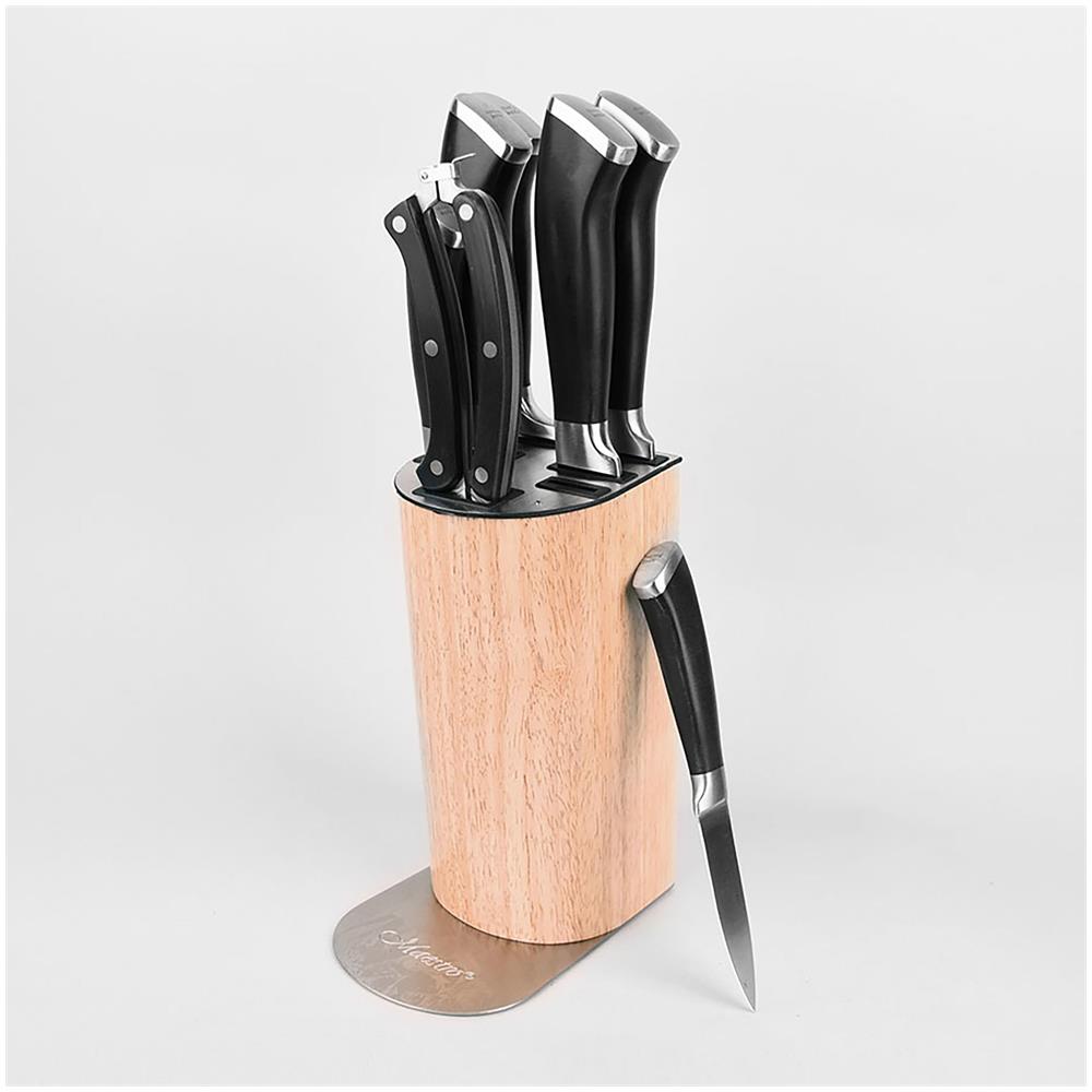 Mr-1422 Set Coltelli Cucina 8 Pezzi, Ceppo Coltelli In Legno, Lame Acciaio Inox, Forbici - Foto 7