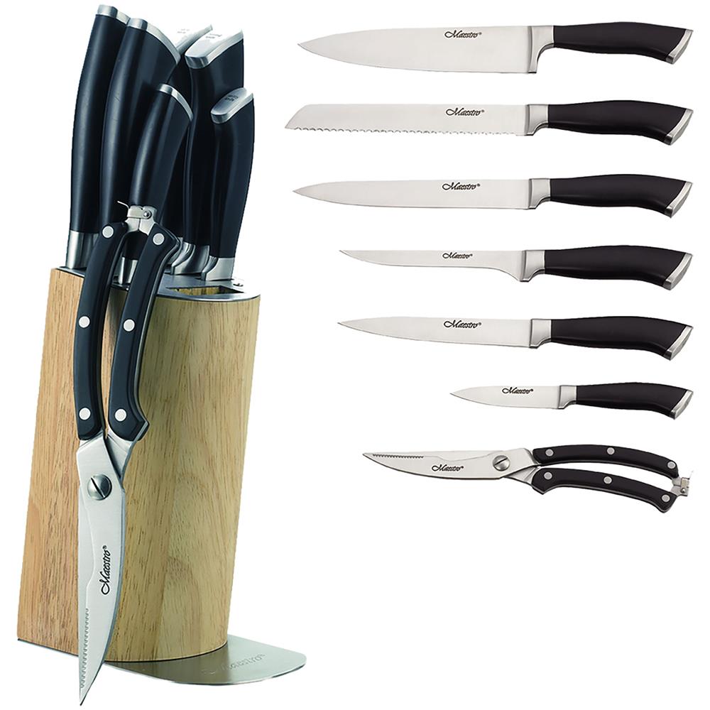 Mr-1422 Set Coltelli Cucina 8 Pezzi, Ceppo Coltelli In Legno, Lame Acciaio Inox, Forbici - Foto 1