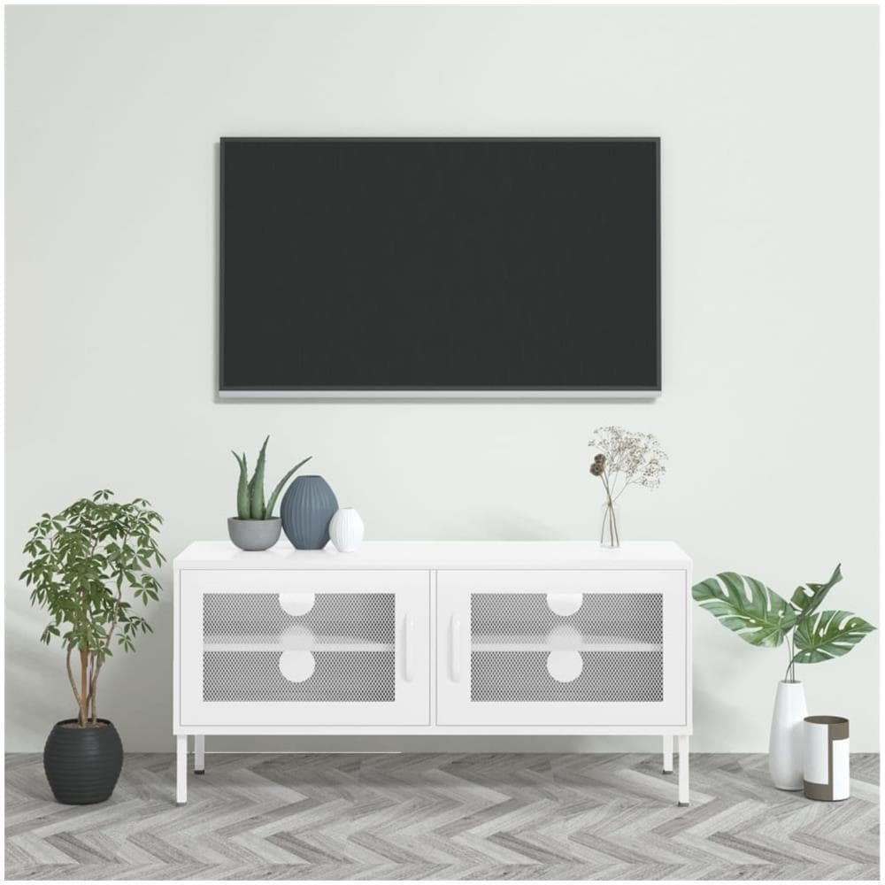 Mobile Tv Bianco 105x35x50 Cm In Acciaio - Foto 1