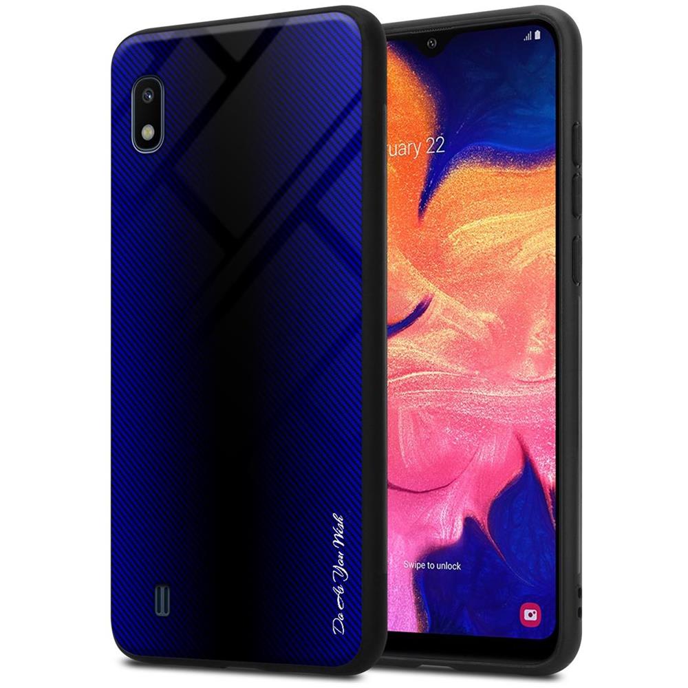 Custodia Compatibile Con Samsung Galaxy A10 / M10 - Ottica A Strisce In Cobalto Viola - Coperchio Protettivo In Vetro Temperato E Silicone Tpu - Foto 1