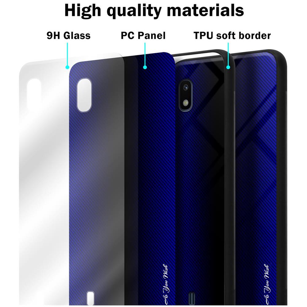 Custodia Compatibile Con Samsung Galaxy A10 / M10 - Ottica A Strisce In Cobalto Viola - Coperchio Protettivo In Vetro Temperato E Silicone Tpu - Foto 7