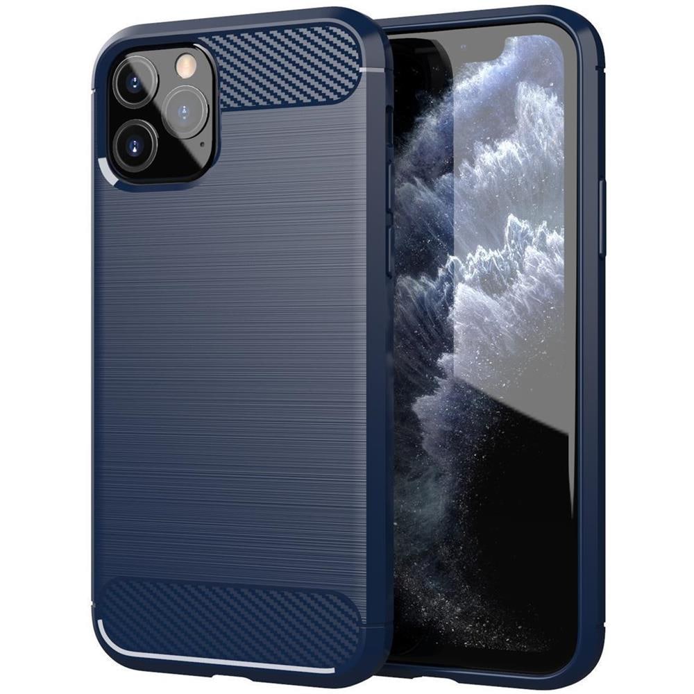 Custodia Compatibile Con Apple Iphone 11 Pro Max In Brushed Blu - Coperchio Protettivo In Silicone Tpu Flessibile In Look Acciaio Inossidabile-fibra Di Carbonio - Foto 1