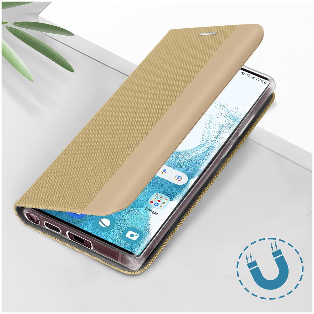Custodia In Tessuto Per Galaxy S22 Ultra Porta-carte Collezione Sensitive Oro - Foto 2
