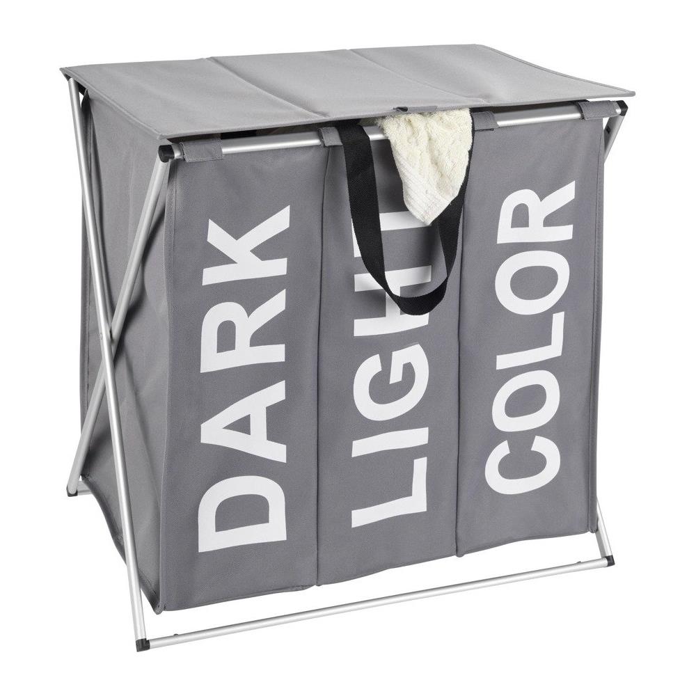 Cestino A Tre Camere Per Biancheria Intima Sporca, Contenitore Portabiancheria Pieghevole Trio Top - 57 X 57 X 38, - Foto 2