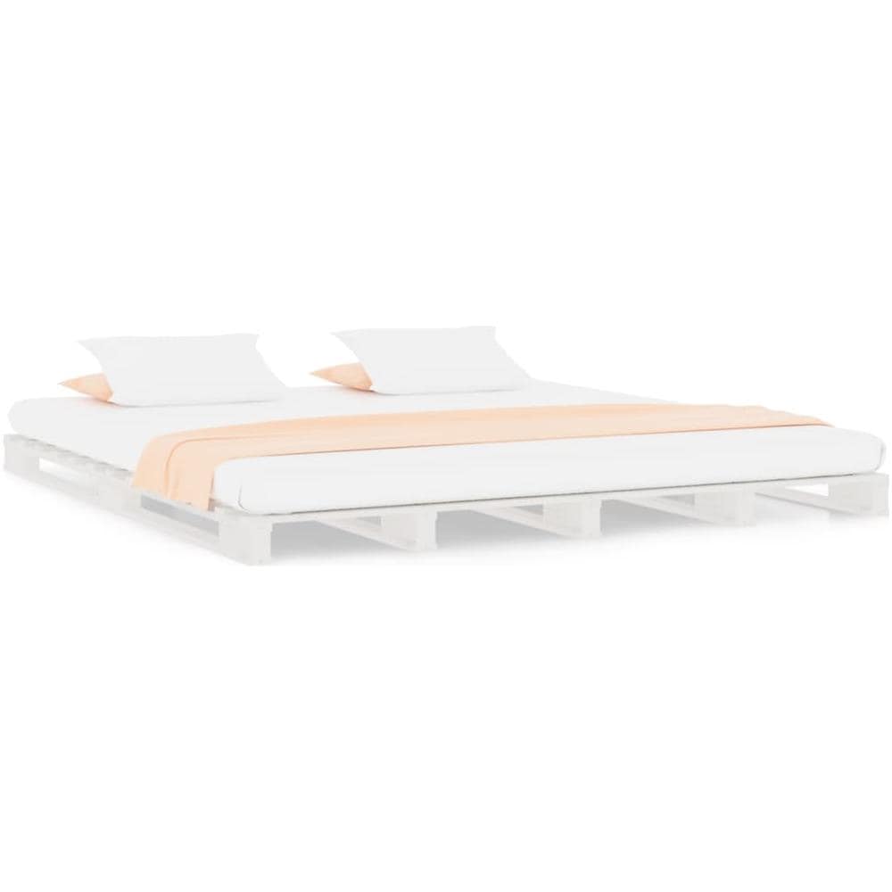 Letto a Pallet Bianco 120x190 cm Small Double Legno di Pino - Foto 2