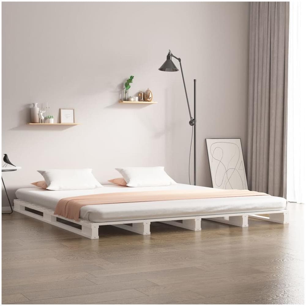 Letto a Pallet Bianco 120x190 cm Small Double Legno di Pino - Foto 1