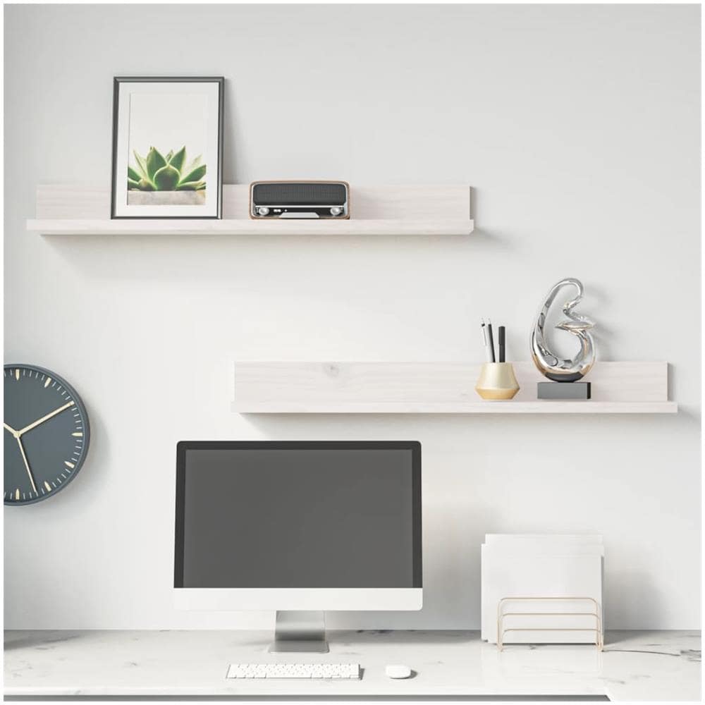 Mensole Da Parete 2 Pz Bianco 80x11x9cm Legno Massello Di Pino - Foto 1