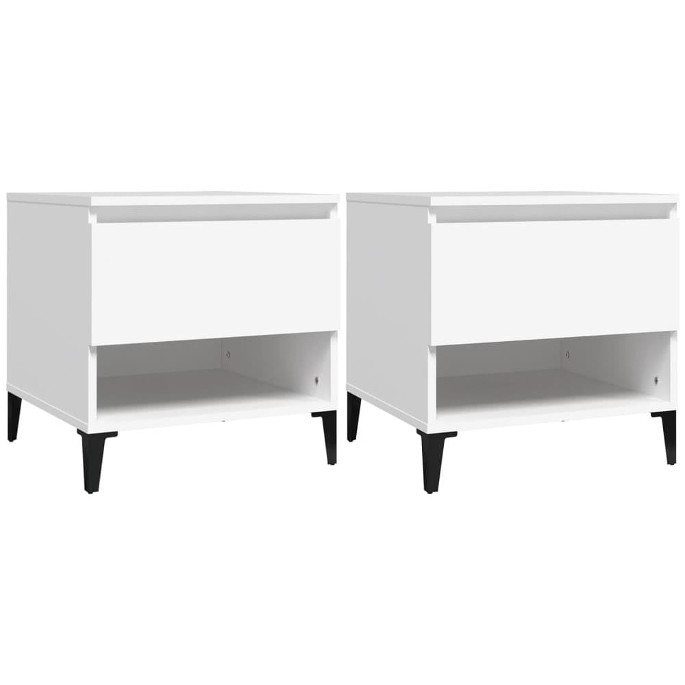 Tavolini 2 Pz Bianchi 50x46x50 Cm In Legno Multistrato - Foto 2