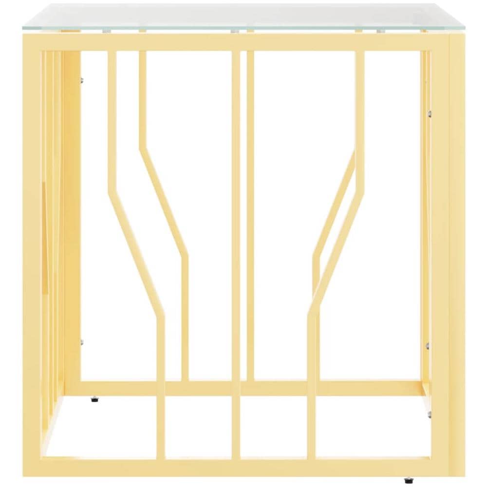 Tavolino Da Salotto Oro 50x50x50 Cm In Acciaio Inox E Vetro - Foto 3