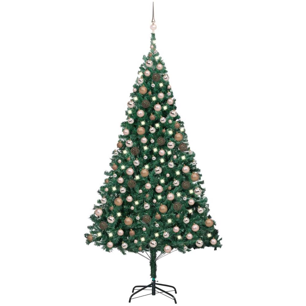 Albero Di Natale Preilluminato Con Palline Verde 240 Cm Pvc - Foto 1