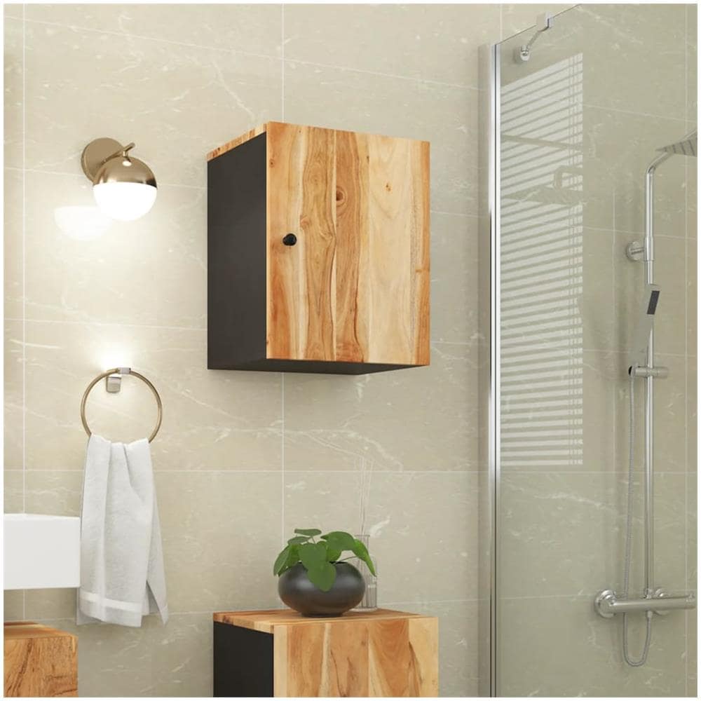 Mobile Da Bagno A Parete 38x33x48cm In Legno Massello Di Acacia - Foto 1