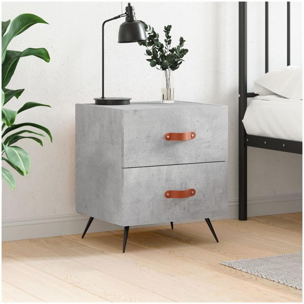 Comodino Grigio Cemento 40x35x47,5 Cm In Legno Multistrato - Foto 1