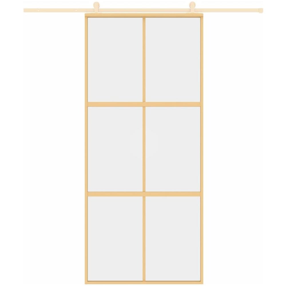 Porta Scorrevole Dorata 90x205 Vetro Trasparente Esg Alluminio - Foto 3