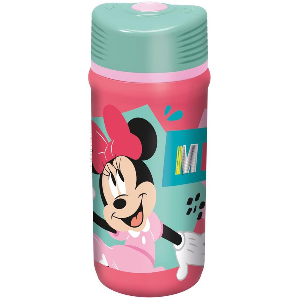 Disney Borraccia Rosa E Azzurra In Plastica Per Bambine Minnie Topolina 390 Ml Con Chiusura Antigoccia - Foto 1