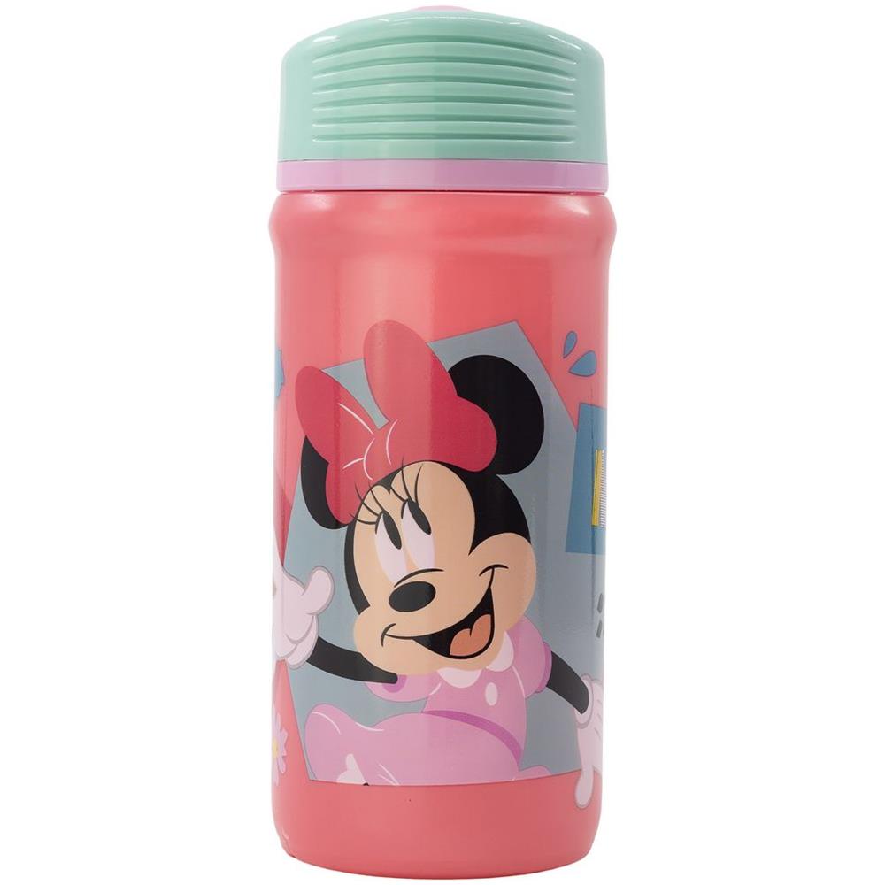 Disney Borraccia Rosa E Azzurra In Plastica Per Bambine Minnie Topolina 390 Ml Con Chiusura Antigoccia - Foto 2