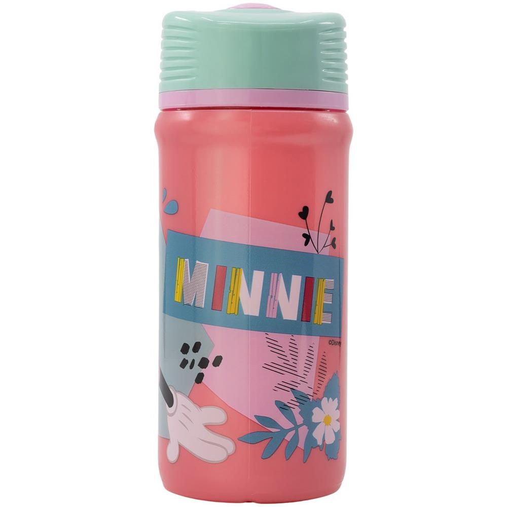 Disney Borraccia Rosa E Azzurra In Plastica Per Bambine Minnie Topolina 390 Ml Con Chiusura Antigoccia - Foto 3