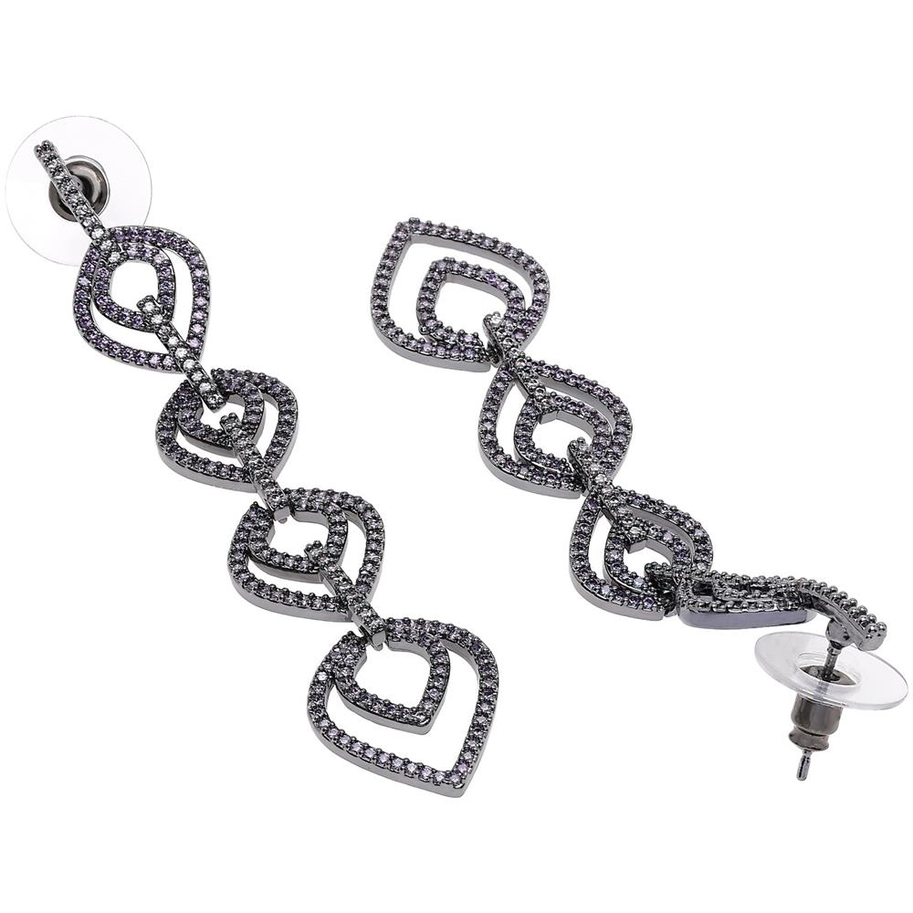 Orecchini Pendenti a Goccia Lacrima Viola - Foto 2