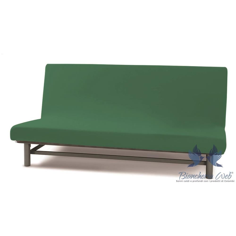 Copridivano Genius Queen Senza Braccioli In Tinta Unita 3 Posti Verde Oliva 1006 - Foto 1