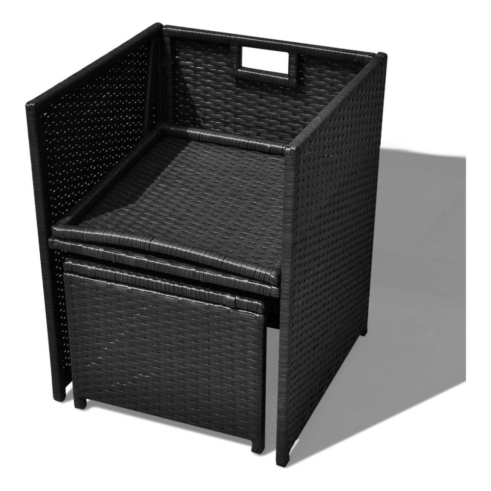 Set Da Pranzo Esterno Polyrattan Legno Di Acacia 11 Pezzi Nero - Foto 16