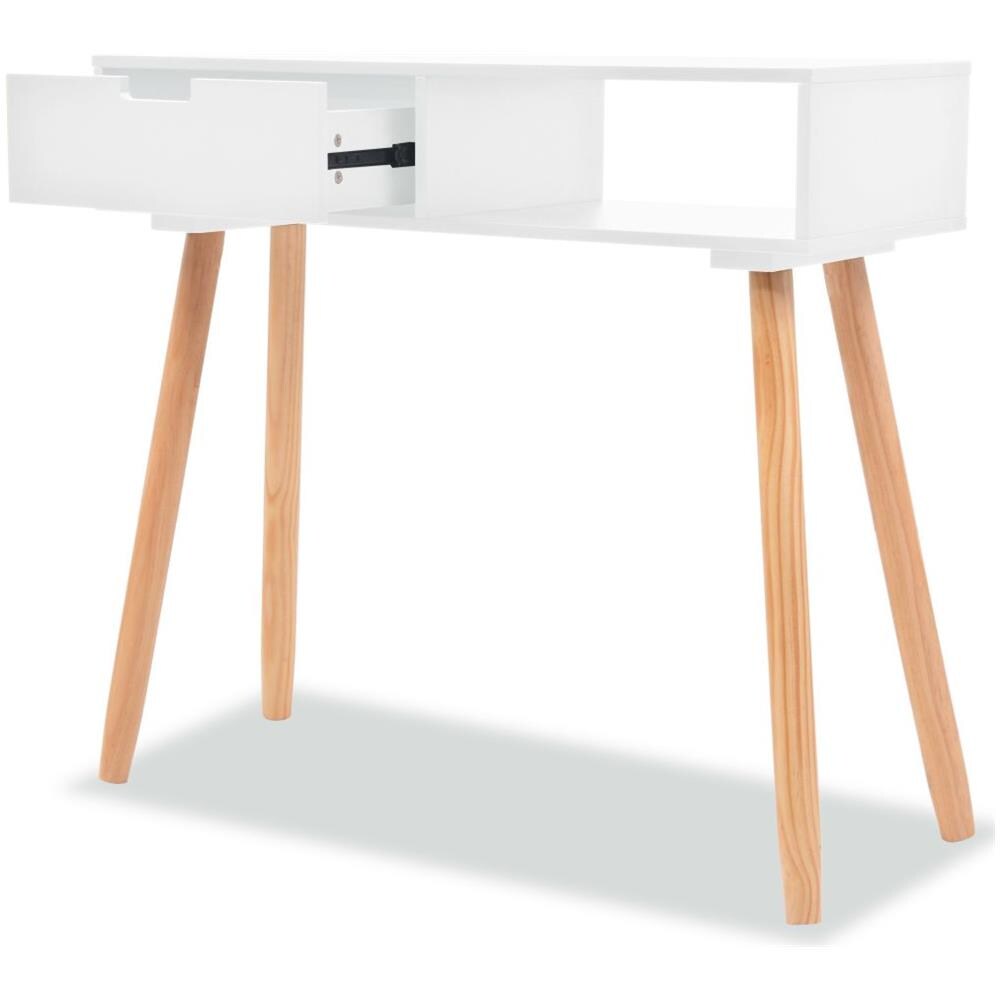 Tavolo Consolle In Legno Di Pino Massello 80x30x72 Cm Bianco - Foto 2