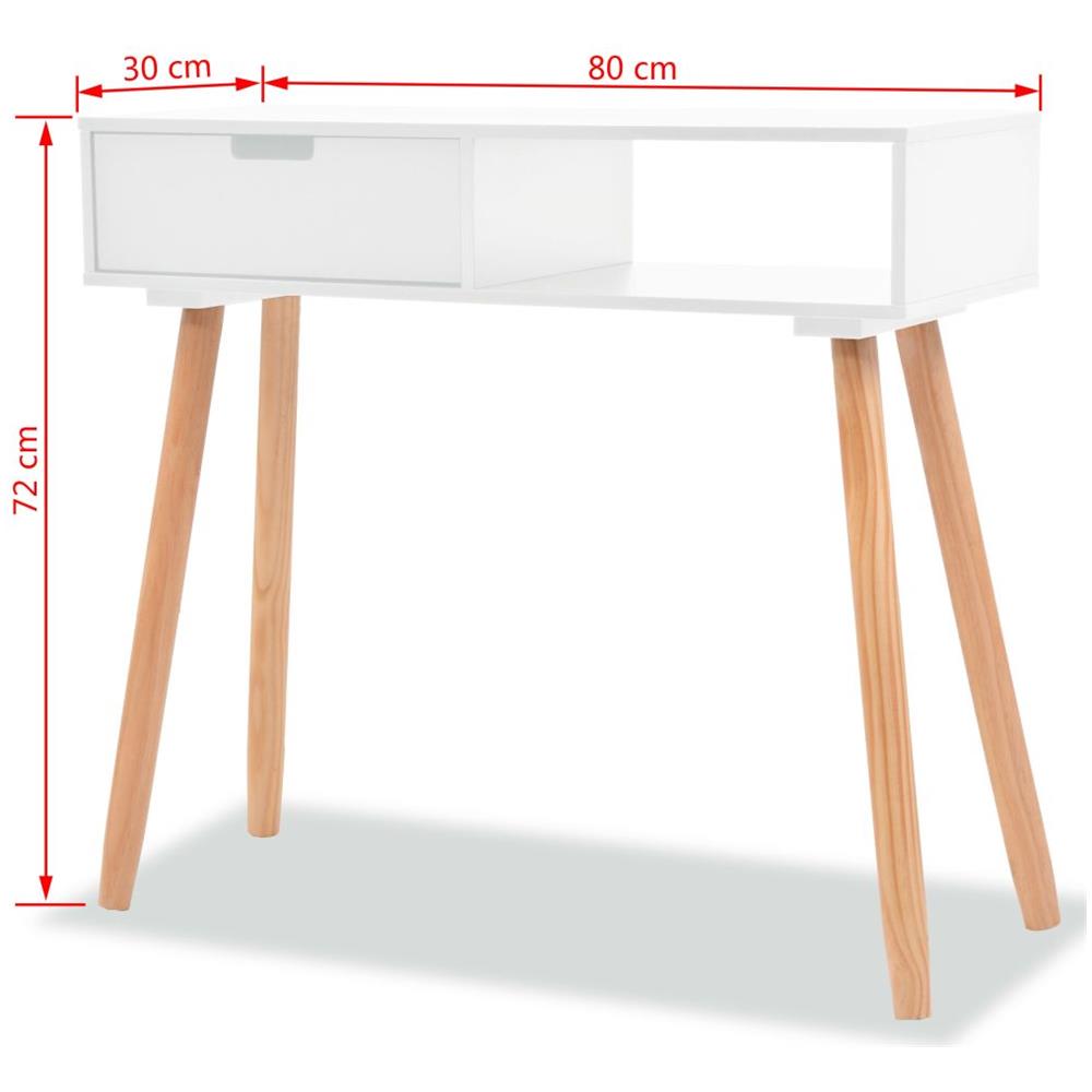 Tavolo Consolle In Legno Di Pino Massello 80x30x72 Cm Bianco - Foto 6