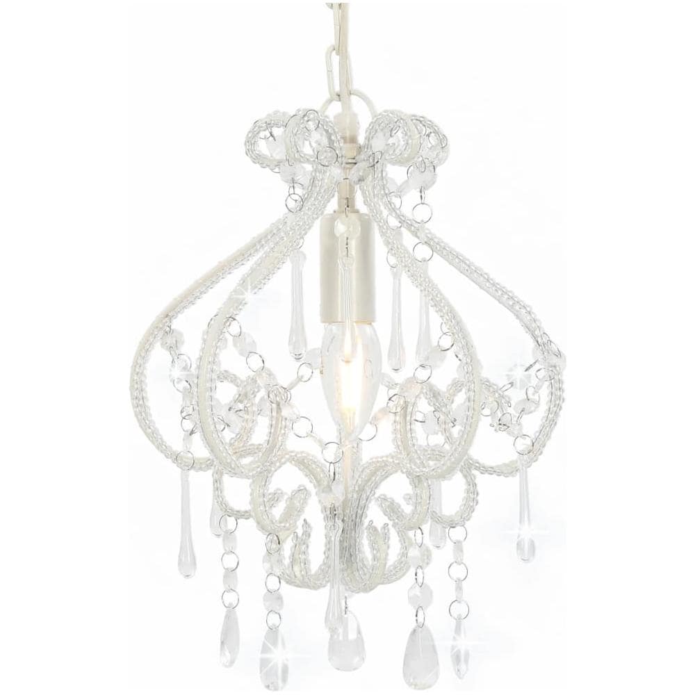 Lampadario Con Perle Bianco Rotondo E14 - Foto 1