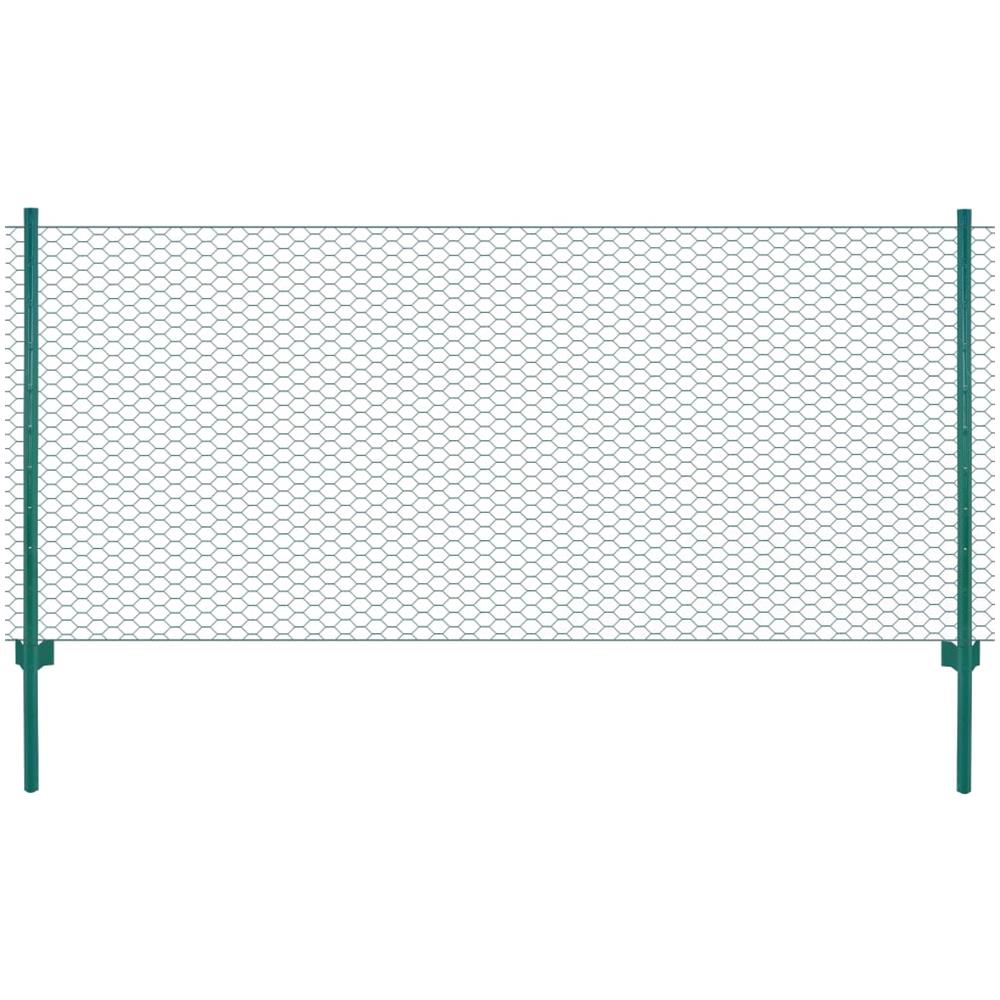 Rete Per Recinzione Con Pali In Acciaio 25x0,5 M Verde - Foto 1