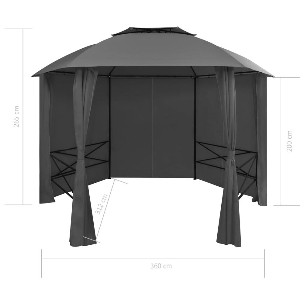 Gazebo Padiglione Da Giardino Con Tende Esagonale 360x265 Cm - Foto 15