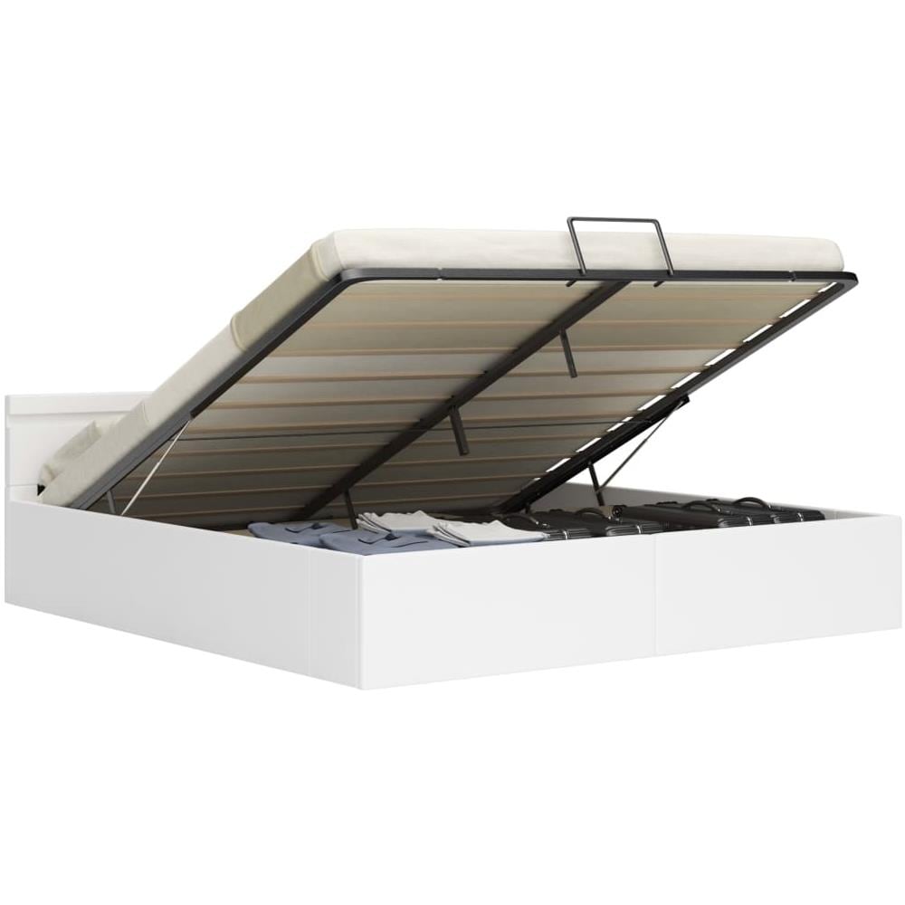 Giroletto Contenitore Idraulico LED Bianco Similpelle 180x200cm - Foto 2