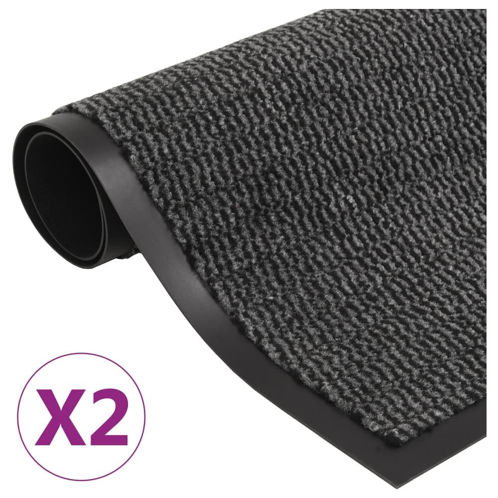 Tappeti Antipolvere 2 Pz Trapuntati 40x60 Cm Antracite - Foto 1